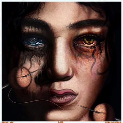 💛💎Genuis Art💎💙 2d art digital art digital illustration digital portrait horror illustration portrait scary