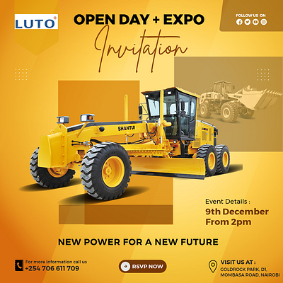 Construction machinery open day posters design graphic design