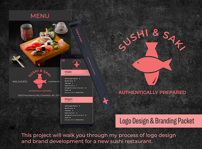 Case Study Branding Project - Sushi Restaurant branding logo menu design packaging t shirt design