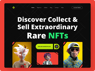 NFT Marketplace website branding design landing page nft nft landing page nft market nft marketplace website nft ui nft website webdesigner website