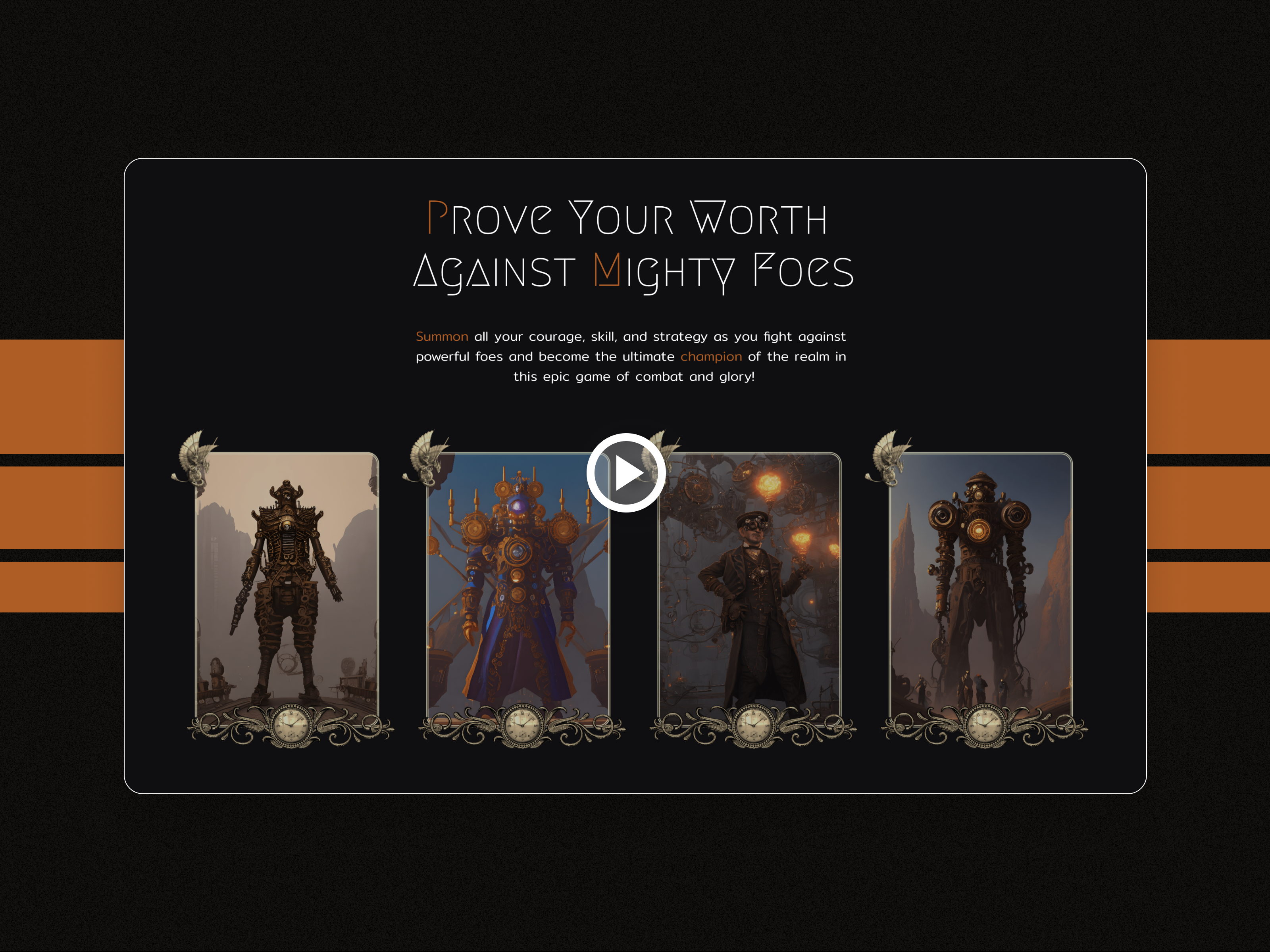 Steampunk Game Website Landing Page concept design design framer framer design framer prototype game landing page game ui game website high fidelity design landing page ui ui design ui designer user interface design website website design website designer