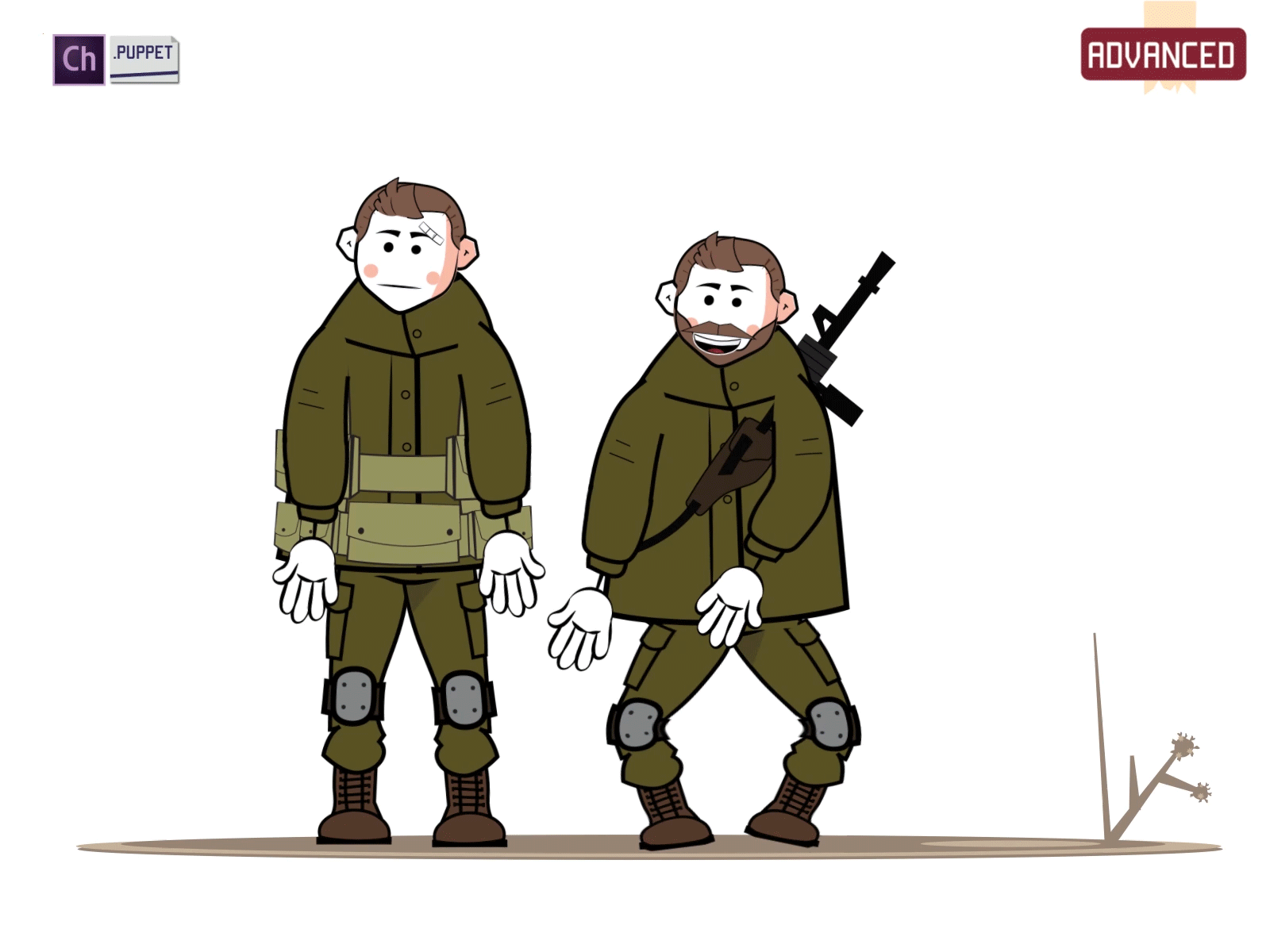 Leo & Leo March in Piece army character animator download military piece puppet soldier vector walk