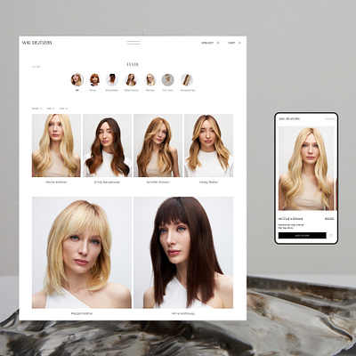 Wig Brand E-commerce website | Catalog page catalog page e commerce minimal shop ui white wigs
