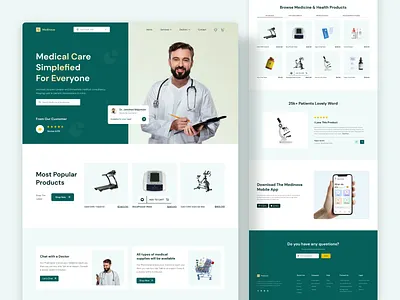 Medical Product Landing Page Design clean clinic design doctor hello dribbble home page hospital landing page medical medical equipment medical website minimal patient ui uiux web design website