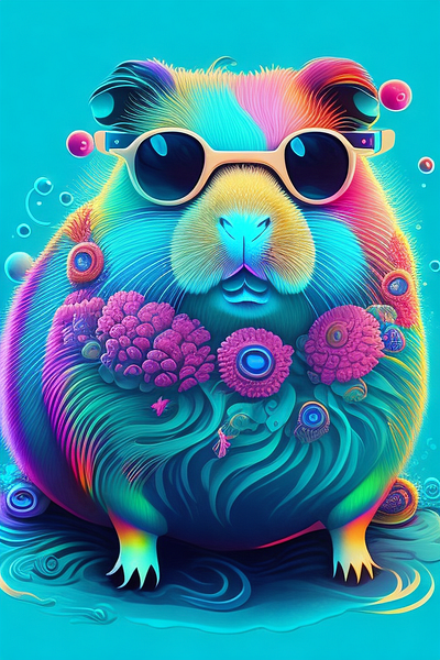 Gimmi Veggg colorful digital design guinea pig illustration sunglasses vibrantcolors