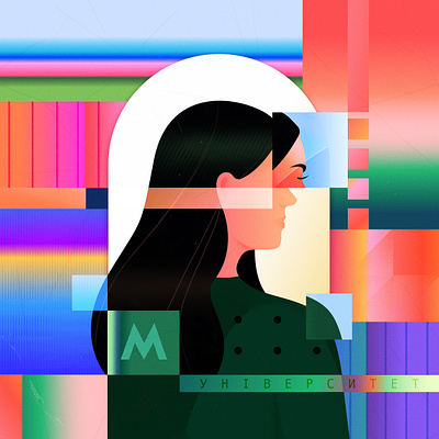 From Kyiv, with love blocks colors concept geometry gradient illustration memory portrait reflection texture woman
