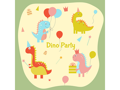 Dino party adobe illustrator cute design dino party graphic design happy birthday illustration kids kids illustration logo party vector