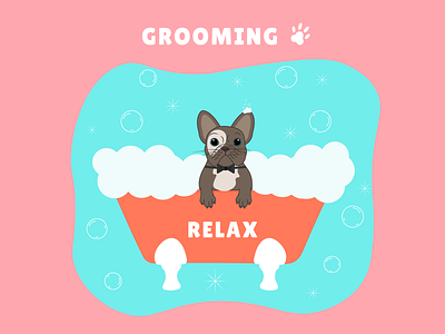 cute grooming dog adobe illustrator cute design french bulldog graphic design grooming illustration logo pet relax spa vector