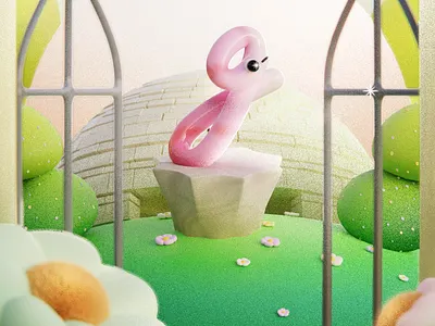 G - Garden/Gate 36daysoftype 3d 3d art blender challenge design flowers garden gate illustration letter letter g render