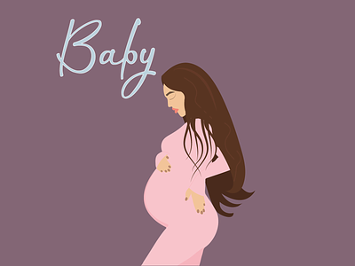 Pregnant woman adobe illustrator baby cute design graphic design illustration logo pink dress pregnancy pregnant woman vector