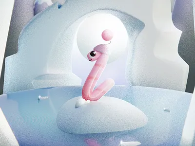 I - Ice 36daysoftype 3d 3d art blender challenge design grain i ice illustration letter letter i render winter worm