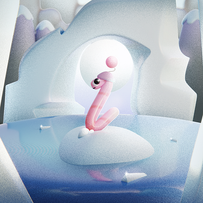 I - Ice 36daysoftype 3d 3d art blender challenge design grain i ice illustration letter letter i render winter worm