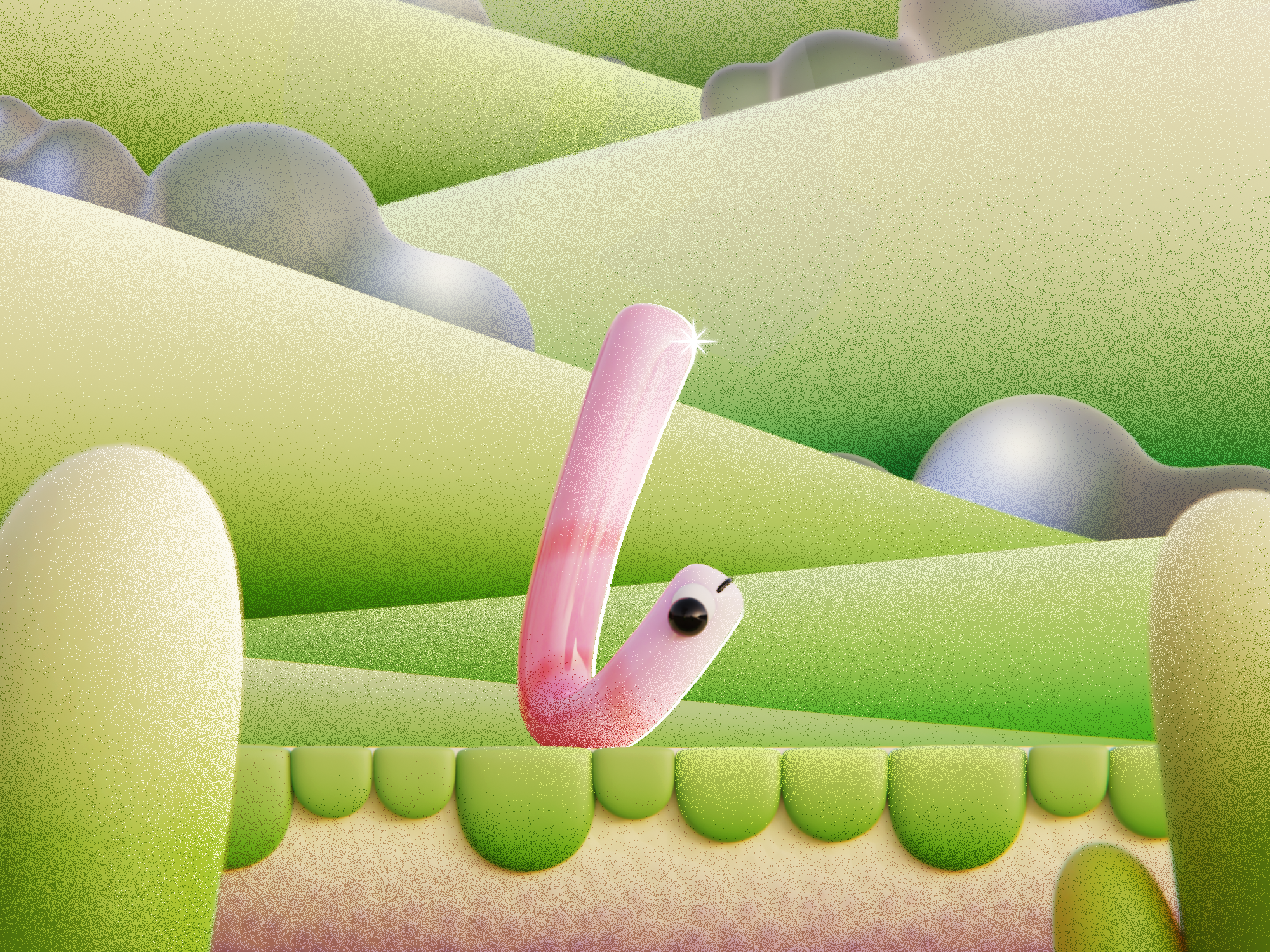 L - Land 36daysoftype 3d 3d art blender challenge design grain illustration l land landscape letter l render typography worm