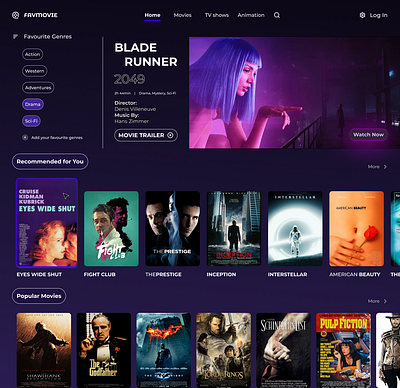 Favmovie | Movie Dashboard Design cinema dashboard design film movie moviedatabase ui uiux userexperience userinterface ux webdesign