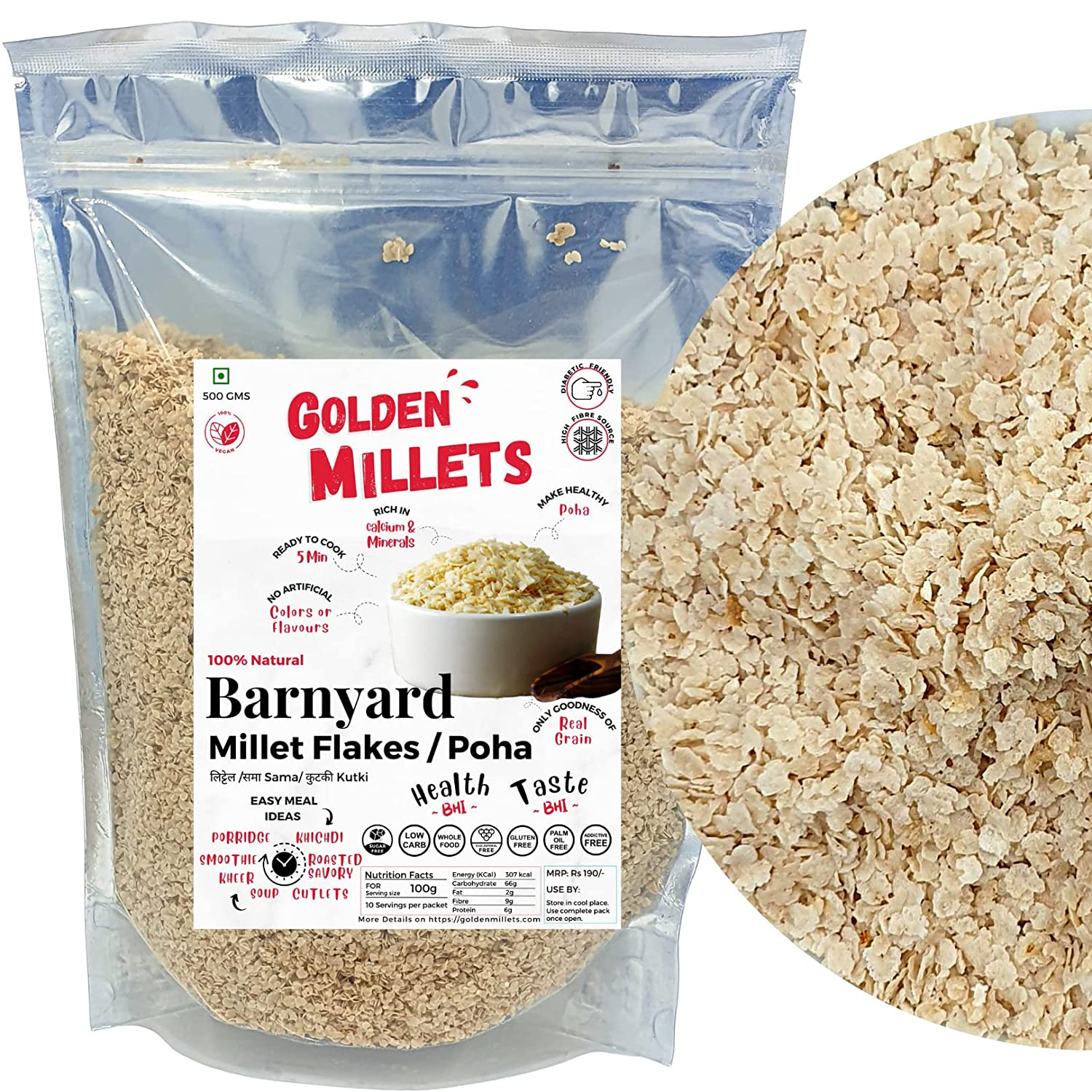 Nutritional Value of Barnyard Millet Flakes by Golden Millets on Dribbble