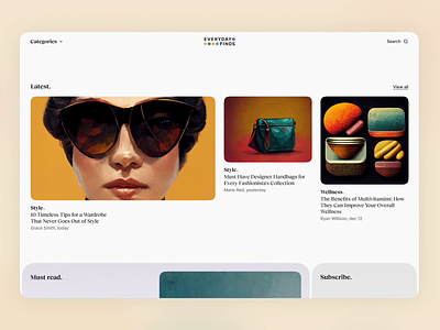 EverydayFinds on desktop. blog clean design desktop marketing platform significa ui ux uxui web web design website
