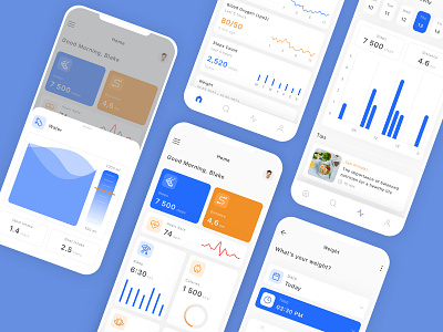 Patient Monitoring Mobile App UI Kit app chart design healthcare pation monitoring ui ui design ui kit ux