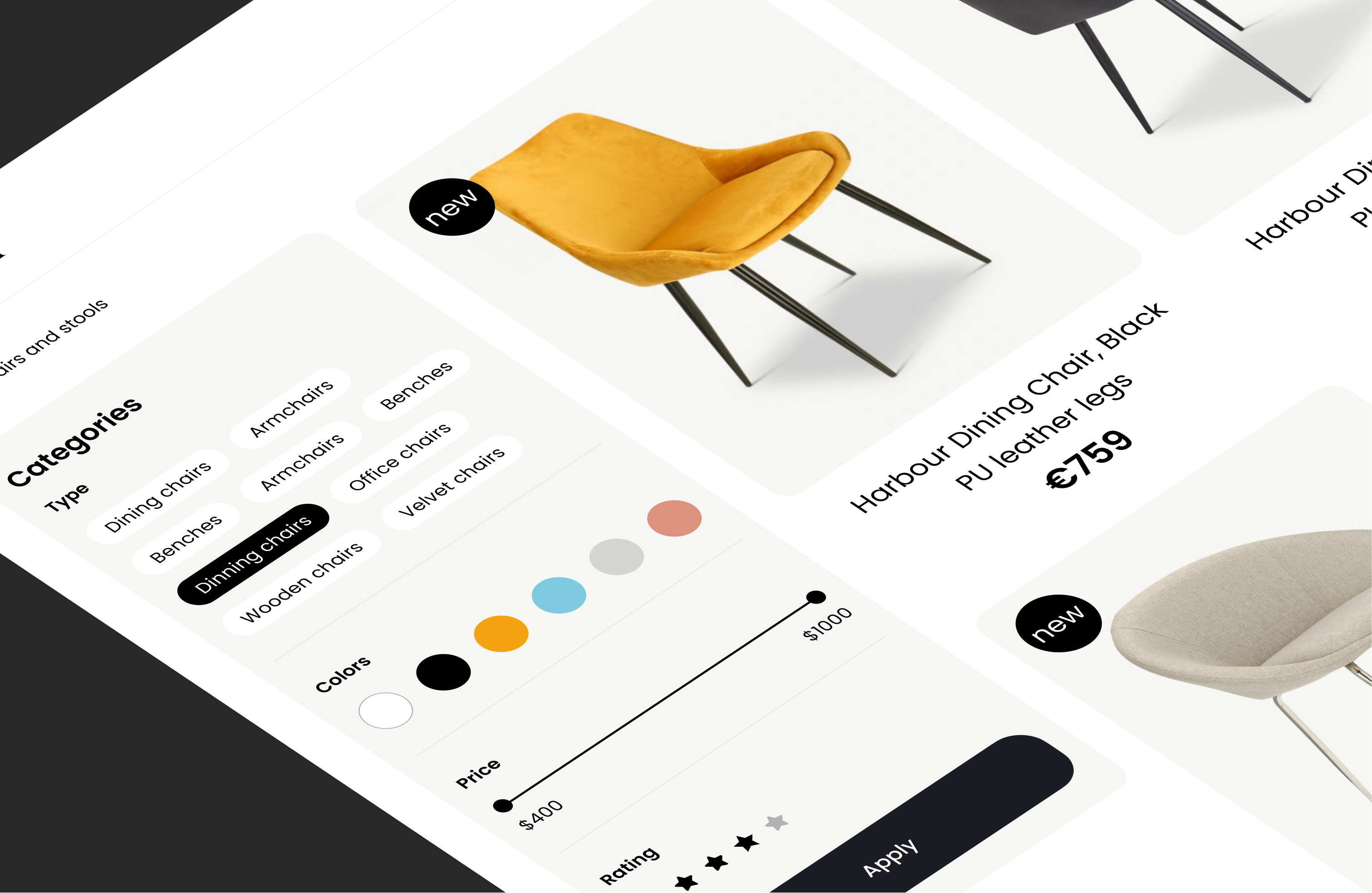 Minimalistic furniture website - Dark and light theme branding design furniture ecommerce furniture website interior app minimal minimalism minimalistic typography ui ux web design website