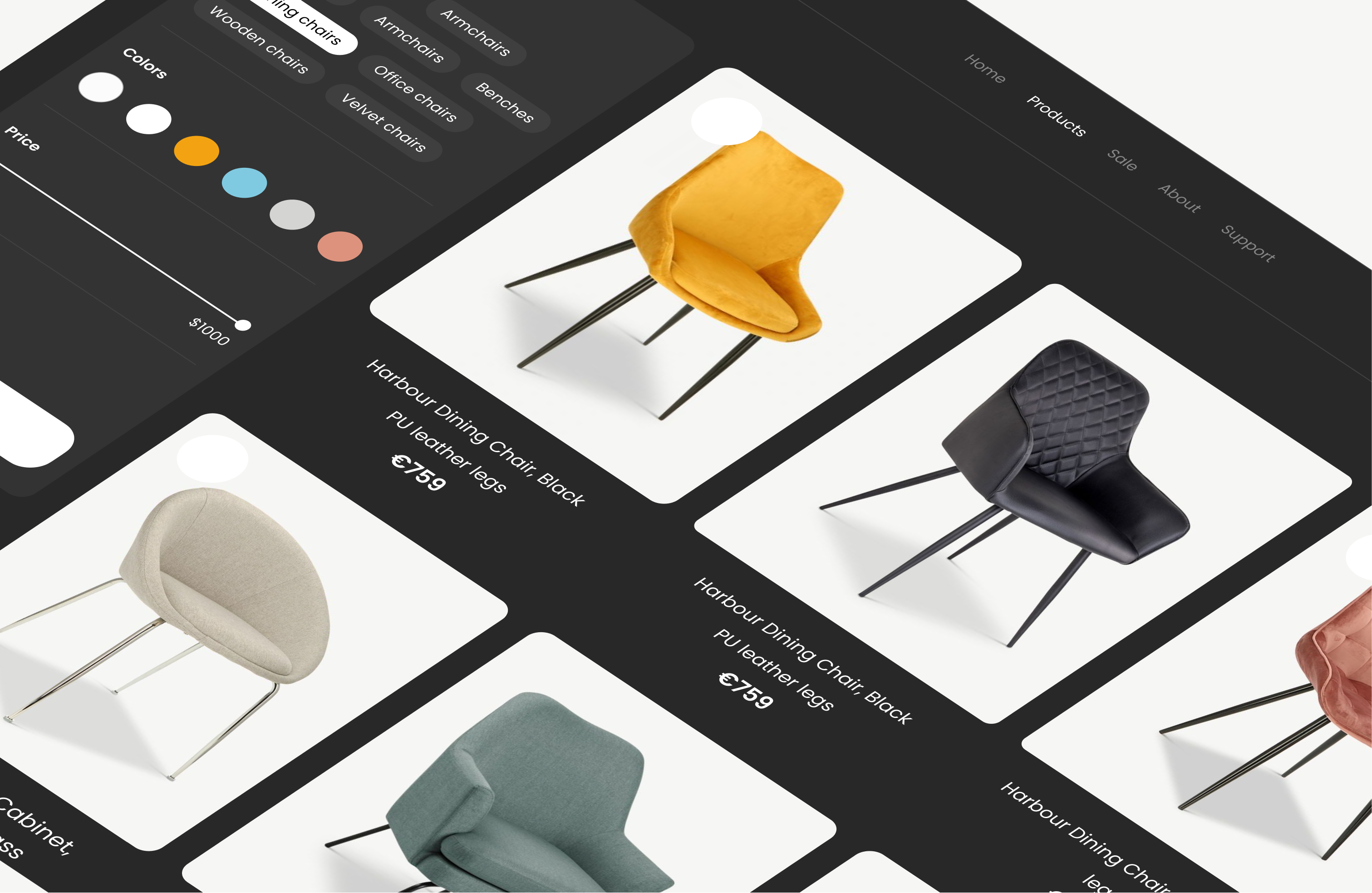 Minimalistic furniture website Dark and light theme by Dzung Lee for