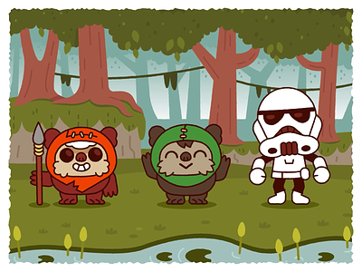 May the 4th be with you! aftereffects animation bear berg cartoon character cute dancing design endor ewok force forest funny graphic little maythe4th motion starwars stormtrooper