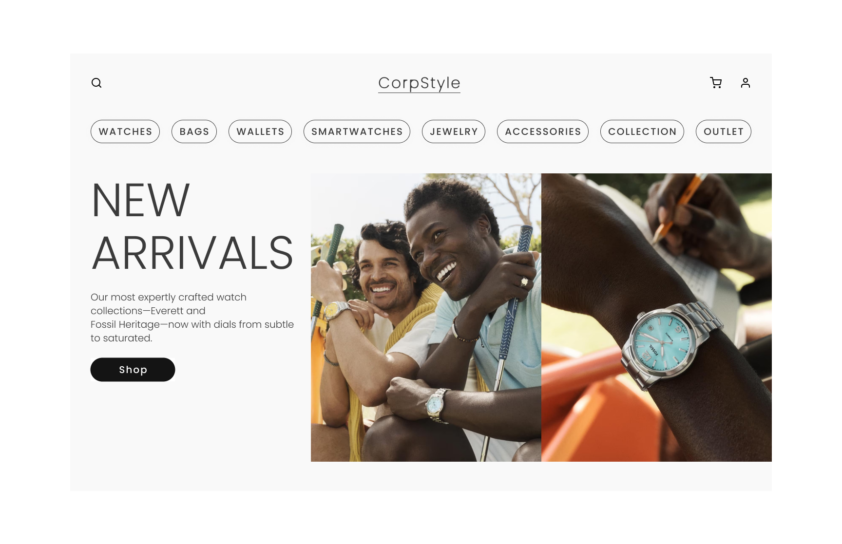 Shop for men's watches and accessories design ui ux web