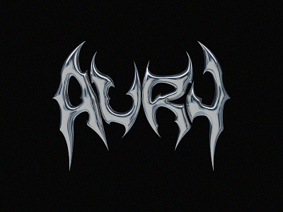 Aury 3d acid chrome chrometype design graphic design logo typography