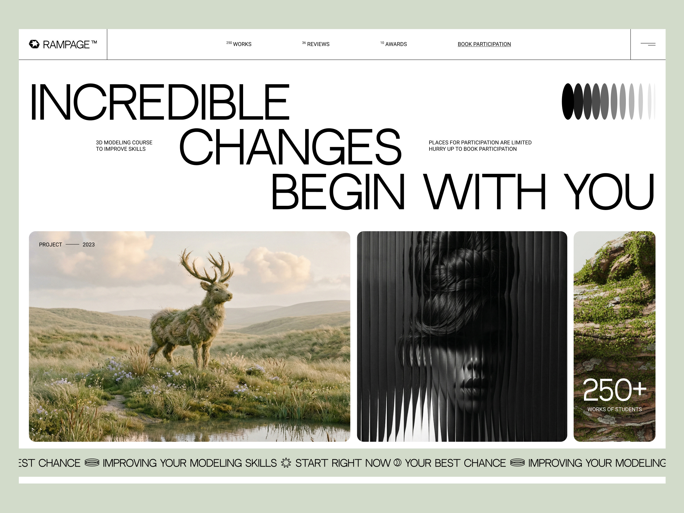 3D Modeling course Landing page concept 3d abstarct branding clear course glass grid landing page website white