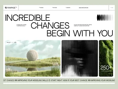 3D Modeling course Landing page concept 3d abstarct branding clear course glass grid landing page website white