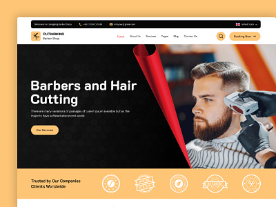 Cutingking Barber haircut landing page agency barber shop barber website barbering branding business business agency design hair salon haircut hairdresser illustration landing page massage ui uiux