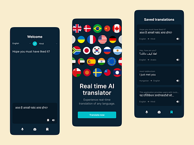 AI Realtime Language Translation App Design ai ai app ai chat app branding chat community dailyui design illustration logo ui vector webpage