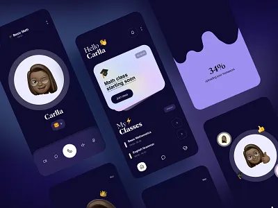 Kid's learning 🌚 Dark mode app app design brand design ios kids learning online learning school ui ux