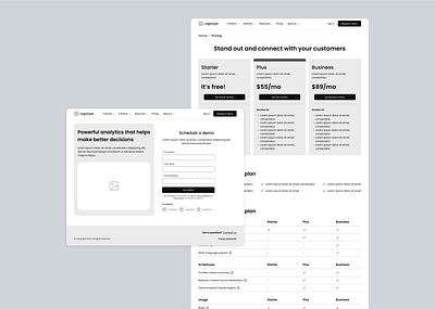 Wireframes B2C/B2B website desktop ux ux design wireframes