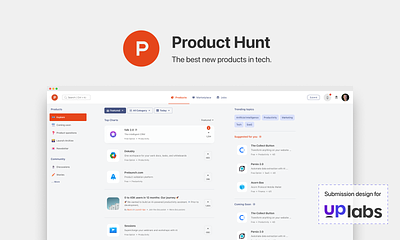 Product Hunt Re-design Challenge - Uplabs producthunt redesign ui uplabsdesignchallenge website