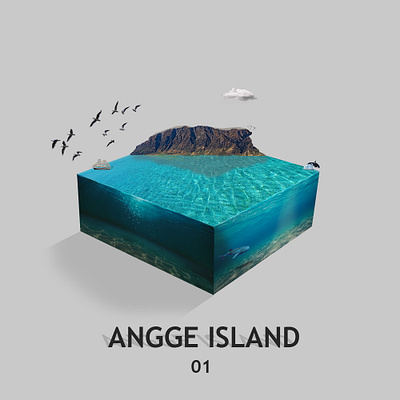 Angge Island 01 adobe bird box boxisland clouds design digital imaging illustration island sea