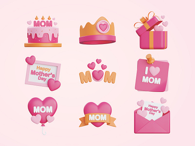 Mother's Day 3d icon 3d celebration icon mother mothers day render ui