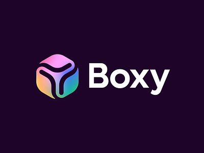 Y for Boxy ( for sale ) 3d block blockchain box branding connection crypto cryptocurrency cube finance fintech flow gradient icon letter logo monogram negative space web3 y