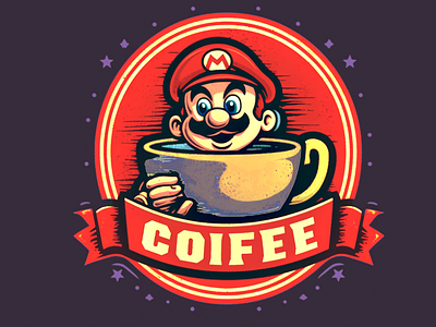 Logo: Mario with coffe art branding design graphic design icon identity illu illustration illustrator logo logo design motion graphics typography ui vector web web design