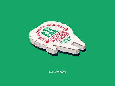 PIZZA WARS - international star wars day box design funny han solo illustration millenium millenium falcon pizza star wars vector