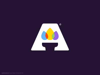 Lettermark A colorful fire flame icon idea letter a lettermark light logo design mark symbol torch