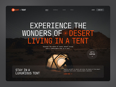 DESERT-TENT Website animation camping creative dark desert design dribbble figma interface minimal startup tent tent rent tent service typography ui ux web web design website