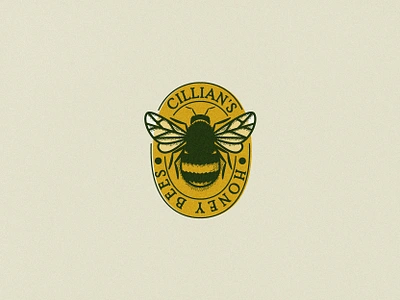 Cillian's honey bees badge bee branding emblem illustration logo mark vintage