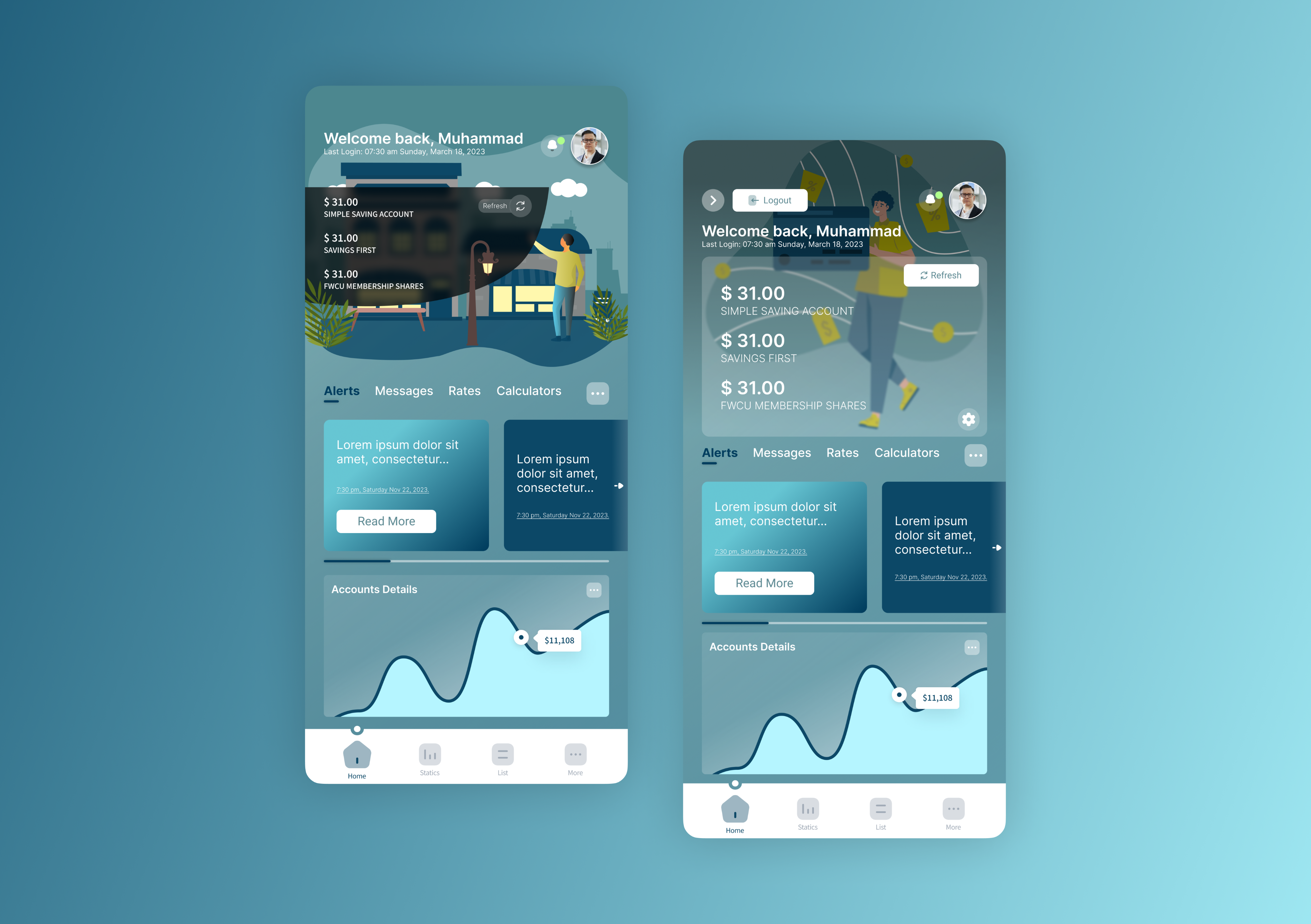 Accounts and saving application accounts art bank design figma minimal mobile mobile design mobile ui mobile uiux mobile user intereface mobile ux modern new new ui saving trend trending ui ui design