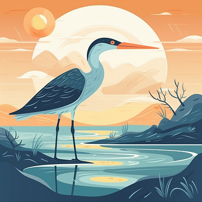 Stork animal brand branding company design elegant illustration logo vector
