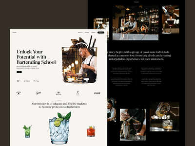 Bartending School Website barman bartender branding courses design education graphic design interface professional education school ui user experience ux web web design web layout web marketing web page website website design