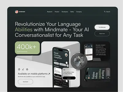 Mindmate - AI Chat Assistant Landing Page ai ai assistant ai chat ai web artificial intellegance assistant chat chat assistant chatgpt landing page chatgpt website landing page landing page design openai prompt ui ux web web design website website design