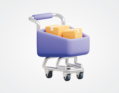 Shopping trolley 3d icon 3d icon render shopping ui