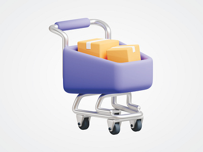 Shopping trolley 3d icon 3d icon render shopping ui