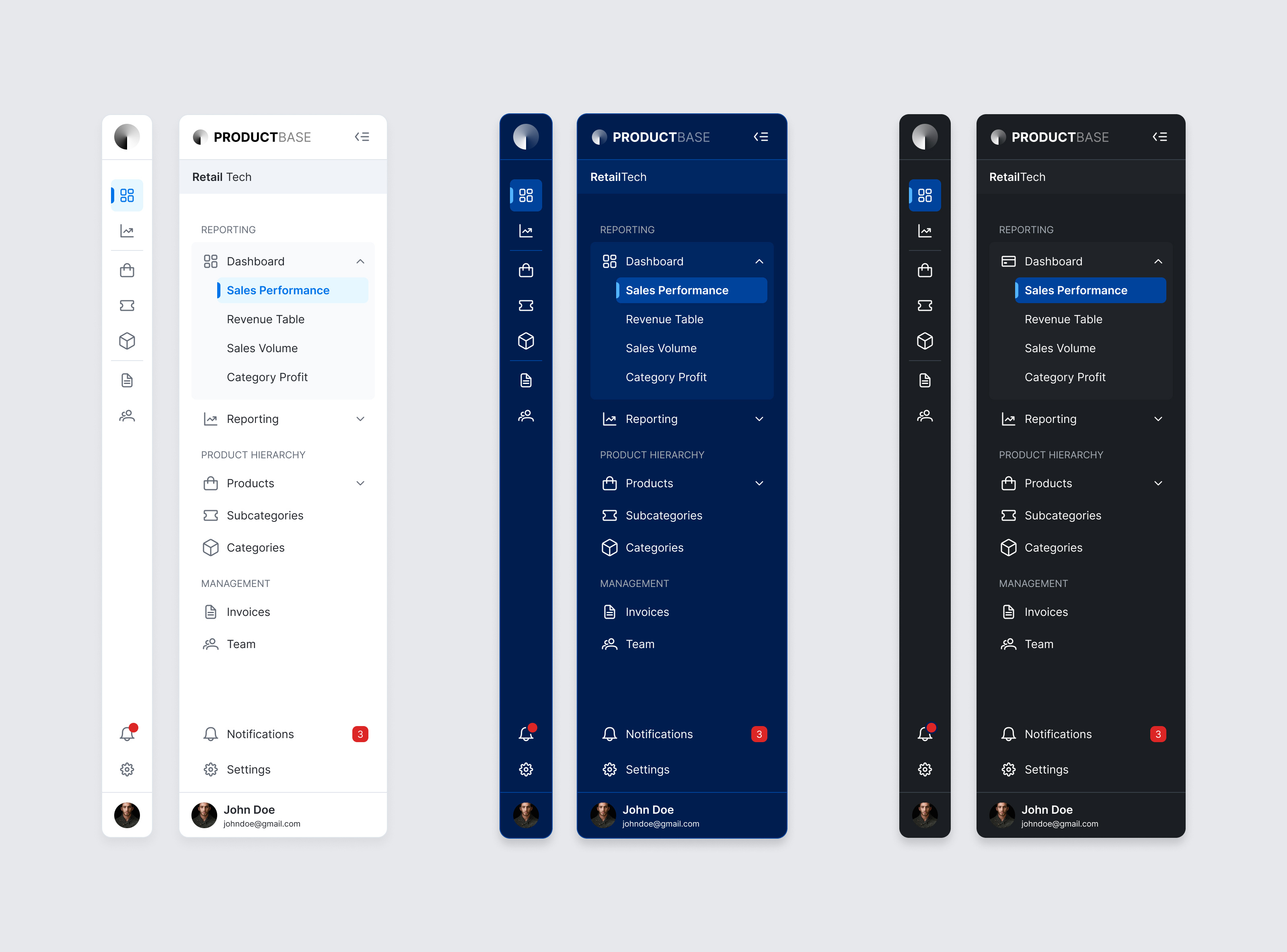 Sidebar Navigation dark theme design system light theme navigation side panel sidebar ui