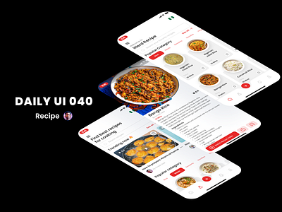 Daily UI 040: Recipe app branding dailyui design figma food app illustration logo mockups recipe ui ux vector