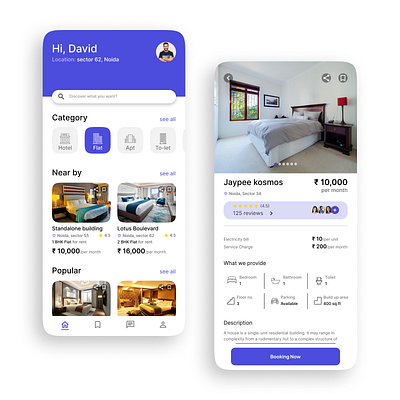 Hotel booking app (UI Design) app design design graphic design hotel booking app room rental app ui ui design ui ux